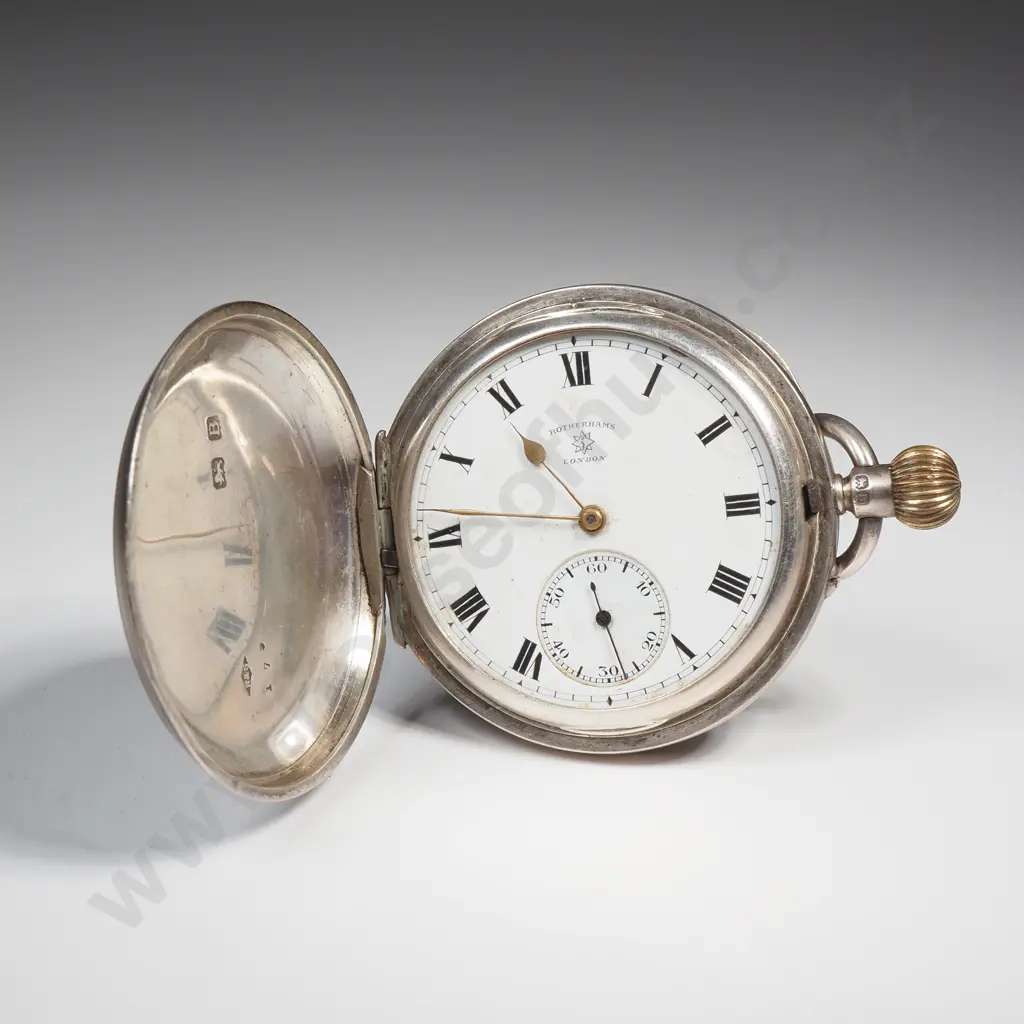 Sterling Silver Rotherhams Pocket Watch A/F w British Hallmarks Image 1++