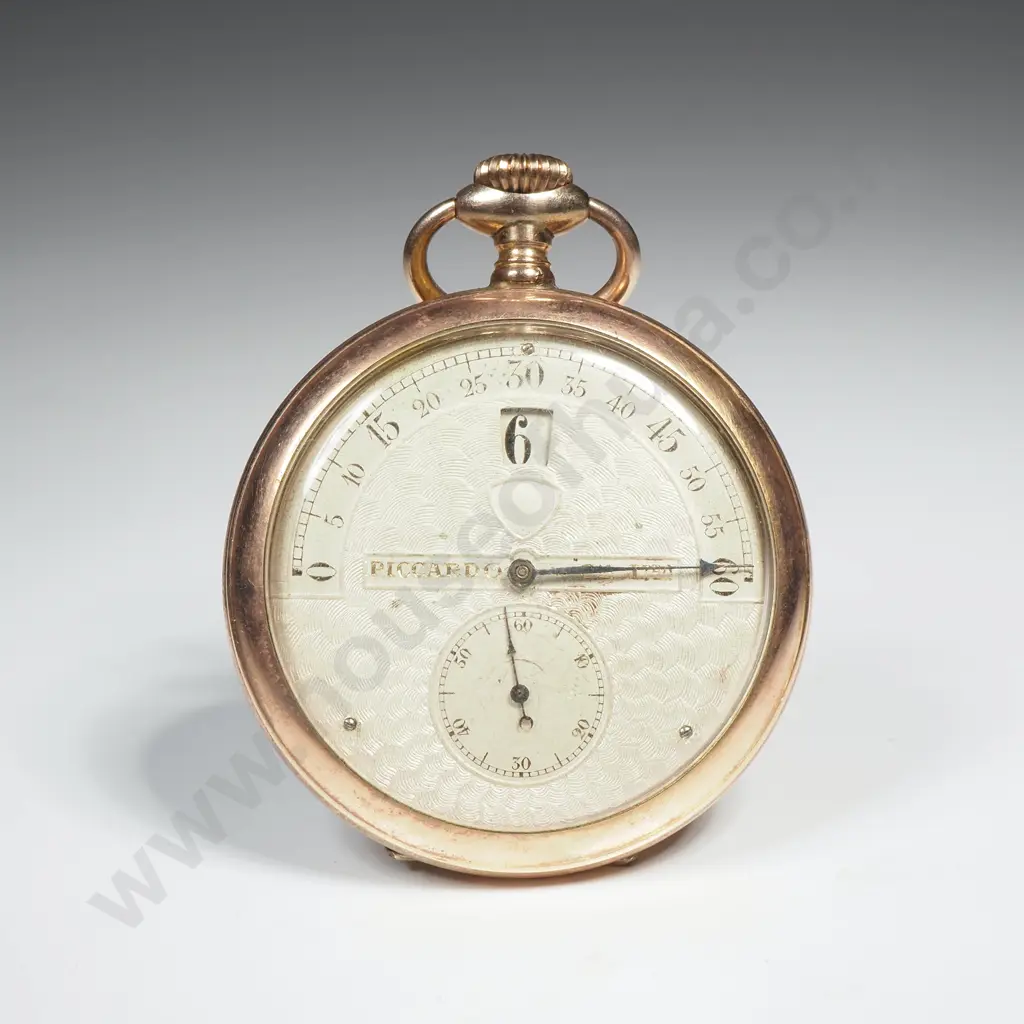 Piccardo & Cie Rare Jump Hour Retrograde Pocket Fob Watch Image 1++