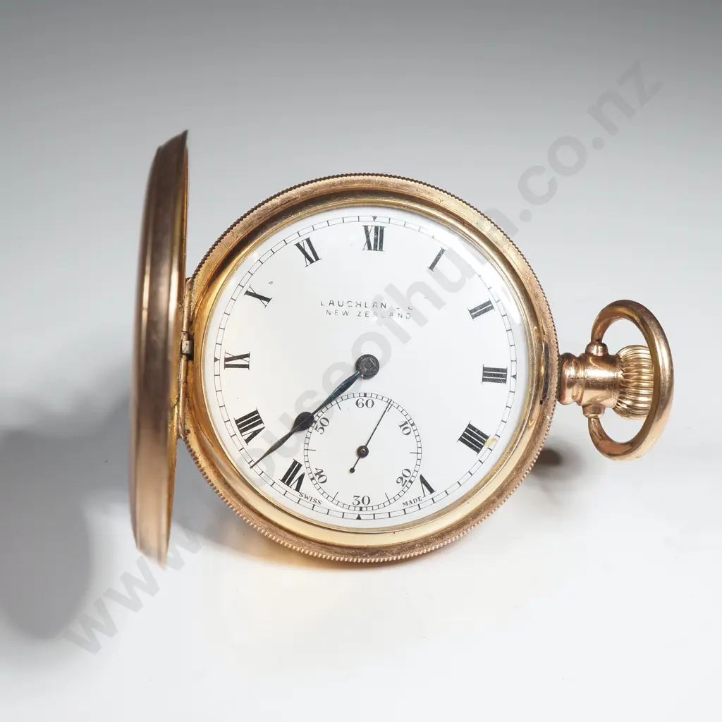 Rolled Gold Rolex Pocket Watch w New Zealand Retailer on Dial Image 1++