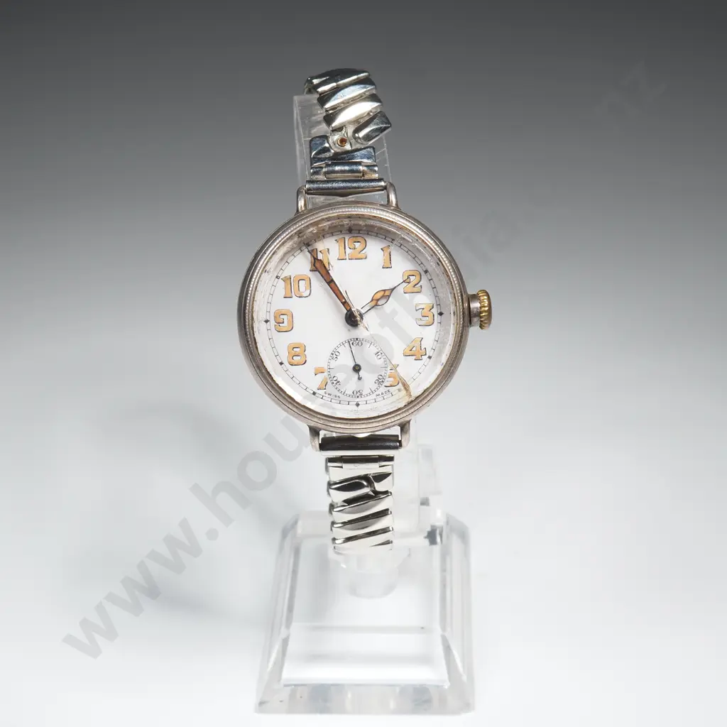Antique Sterling Silver Trench Watch Style Wristwatch Image 1++