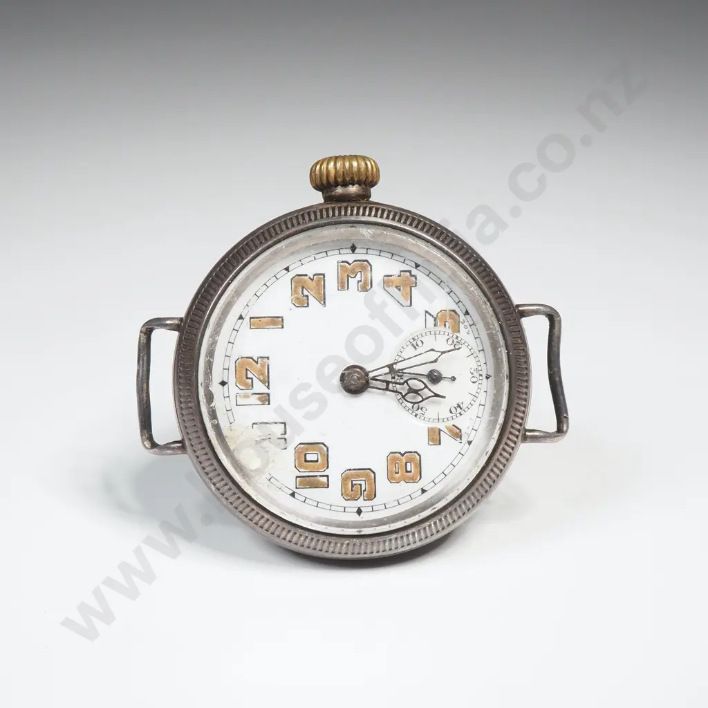WW1 Sterling Silver Wristwatch w Trench Watch Cover Protector Image 1++