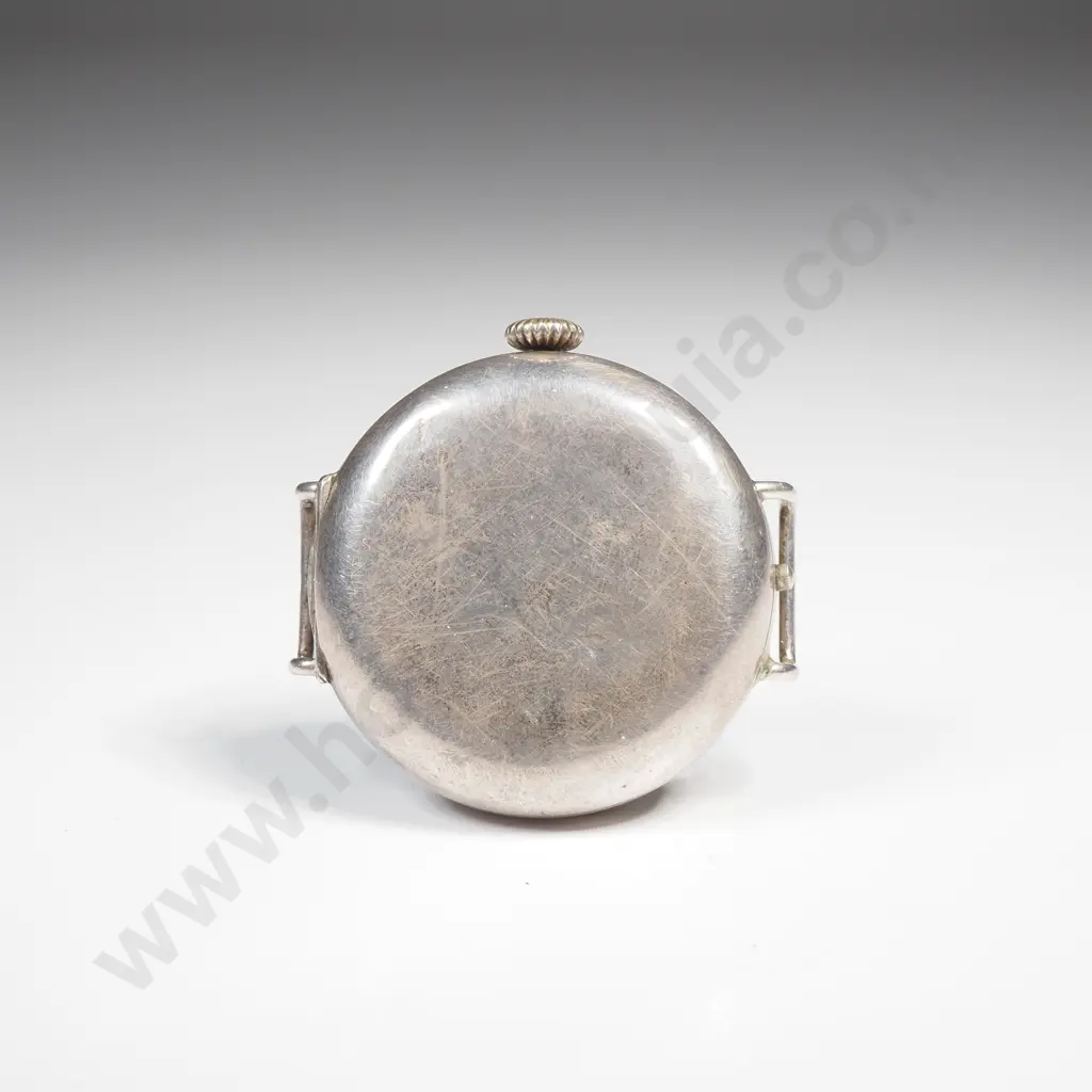 WW1 Sterling Silver Wristwatch w Trench Watch Cover Protector Image 1++