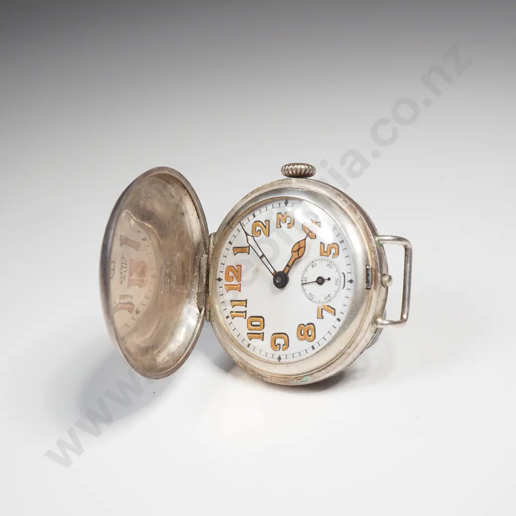WW1 Military Sterling Silver Hunter Wristwatch Trench Watch Image 1++