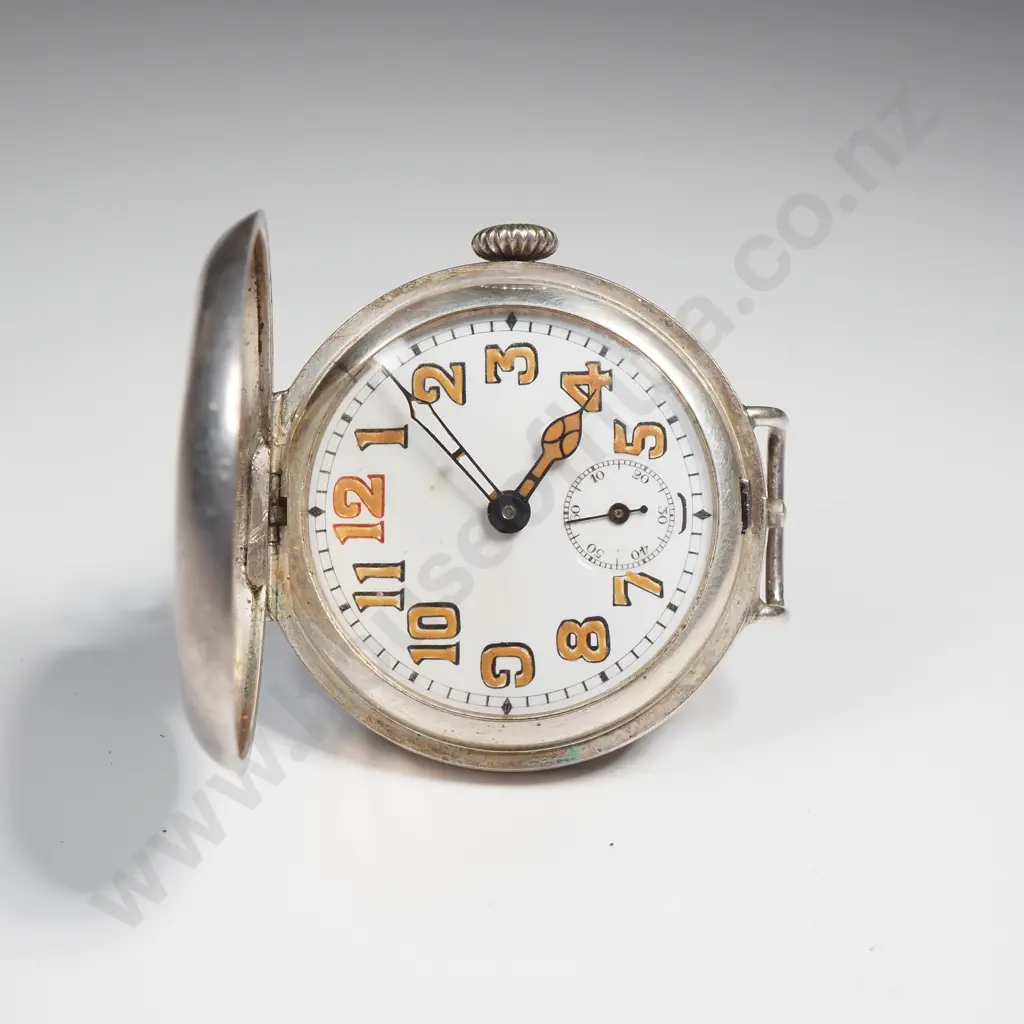 WW1 Military Sterling Silver Hunter Wristwatch Trench Watch Image 1++