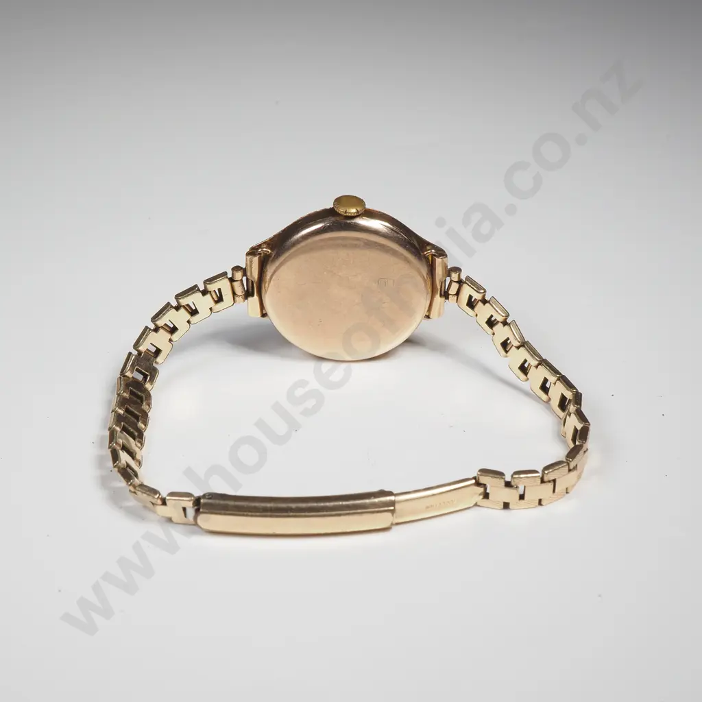 Antique 9ct Gold Ladies Rolex Wristwatch w Engine Turned Dial on G/P Bracelet Image 1++