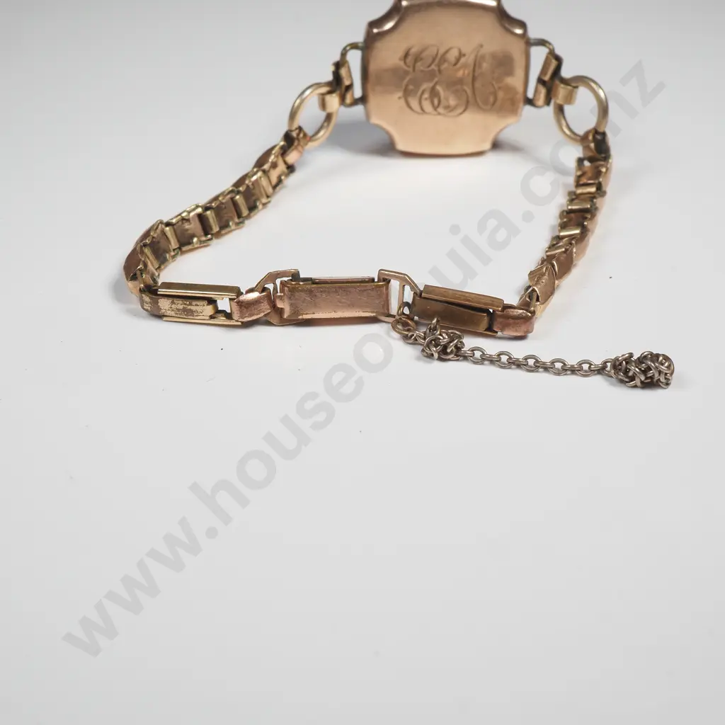 Antique 9ct Gold Ladies Wristwatch on Rolled Gold Bracelet Image 1++