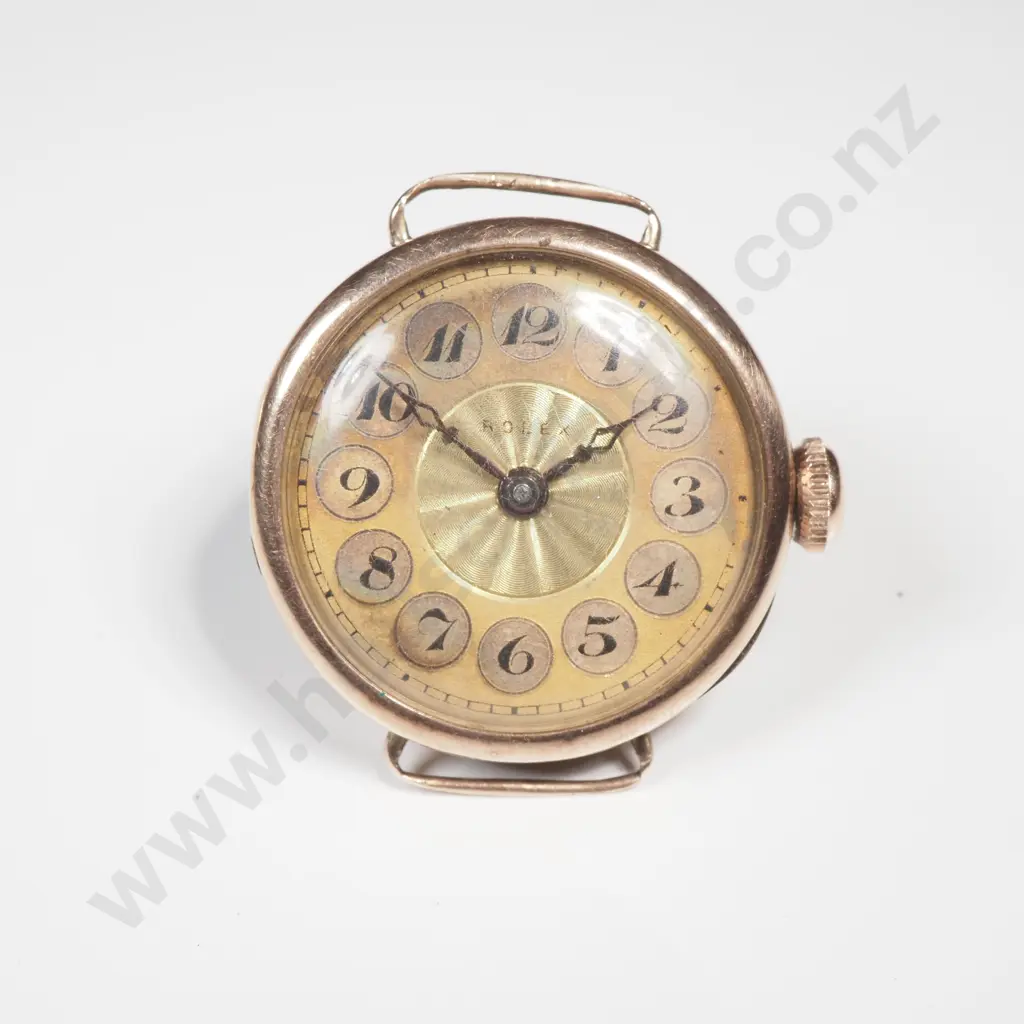 Antique 9ct Gold Ladies Rolex Wristwatch w Engine Turned Dial Image 1++