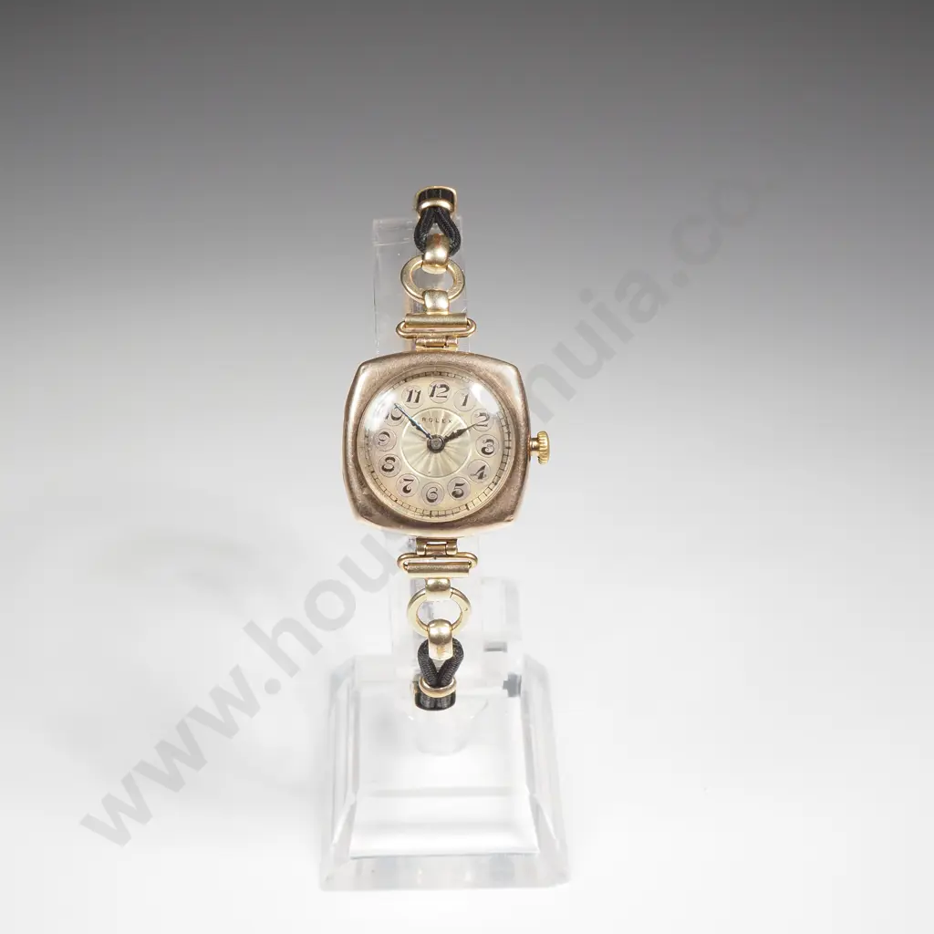 Antique Ladies 9ct Gold Rolex w Engine Turned Dial Image 1++
