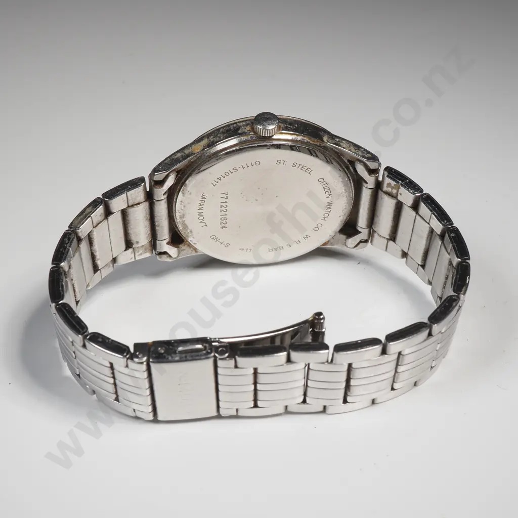 Citizen Men's Quartz Watch W Black Dial & Stainless Steel Band In Original Box Image 1++