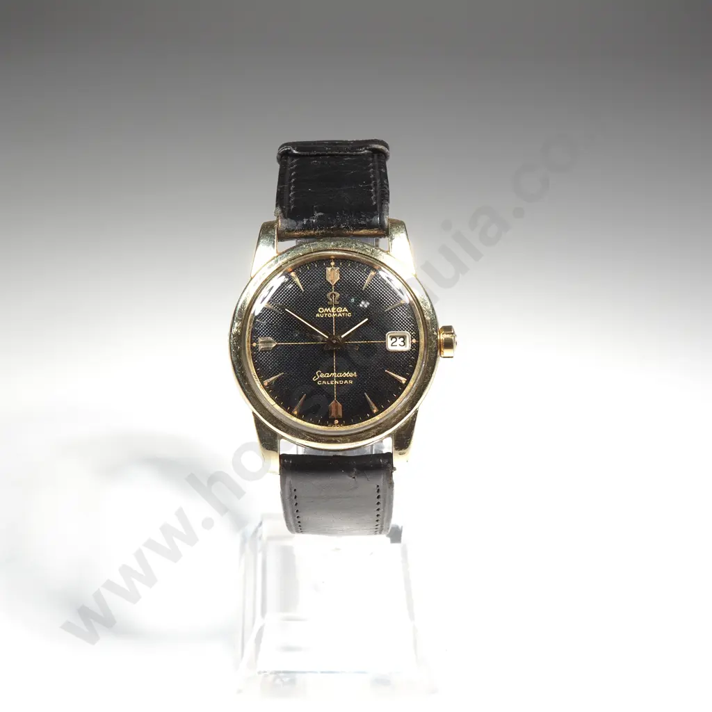 Omega Seamaster Calendar Gold Capped Ref 2849, Cal 503, with RARE Black Guilloche Textured Dial Image 1++