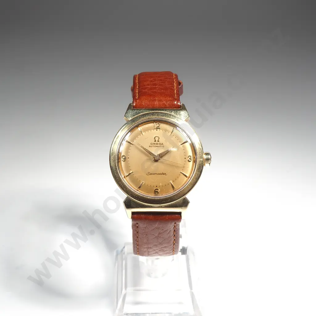 Omega Seamaster, Gold Capped Ref 14363, Cal 500, RARE "Louis Armstrong" Hooded Lugs Model Image 1++