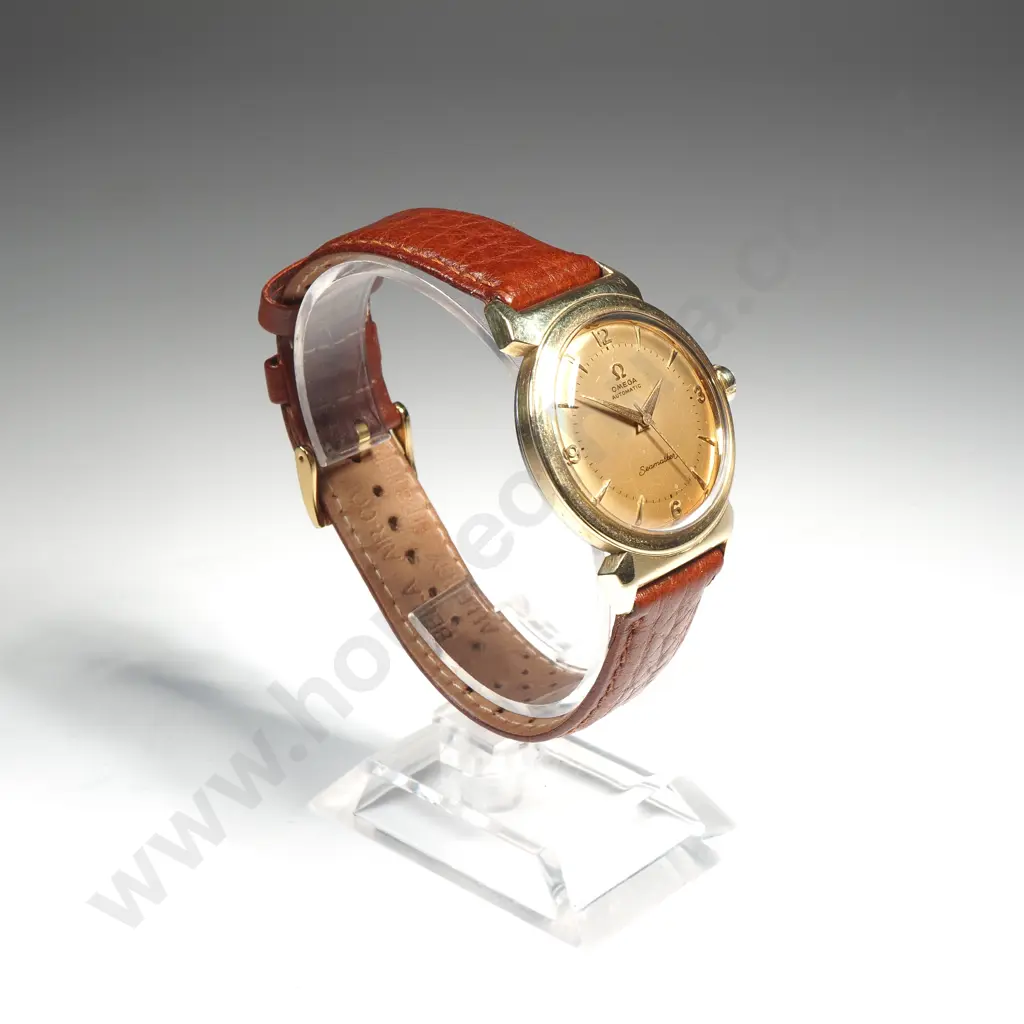 Omega Seamaster, Gold Capped Ref 14363, Cal 500, RARE "Louis Armstrong" Hooded Lugs Model Image 1++