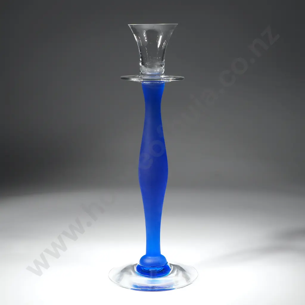 Orrefors Anne Nilsson Celeste Blue Candlestick Image 1++