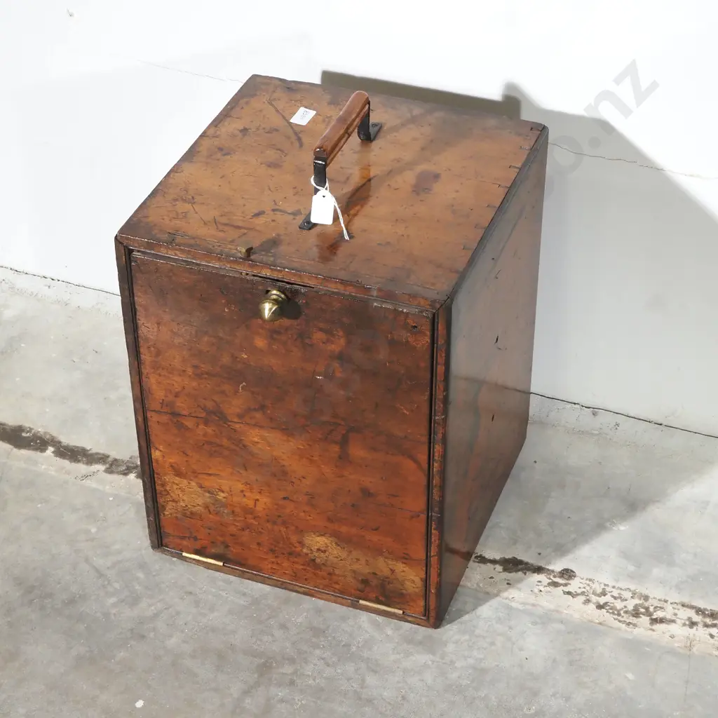 Nineteenth Century Mahogany Case Cabinet, Possibly for a Apothecary or Specimen Box w Handle Image 1++