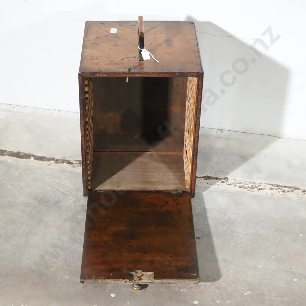 Nineteenth Century Mahogany Case Cabinet, Possibly for a Apothecary or Specimen Box w Handle Image 1++