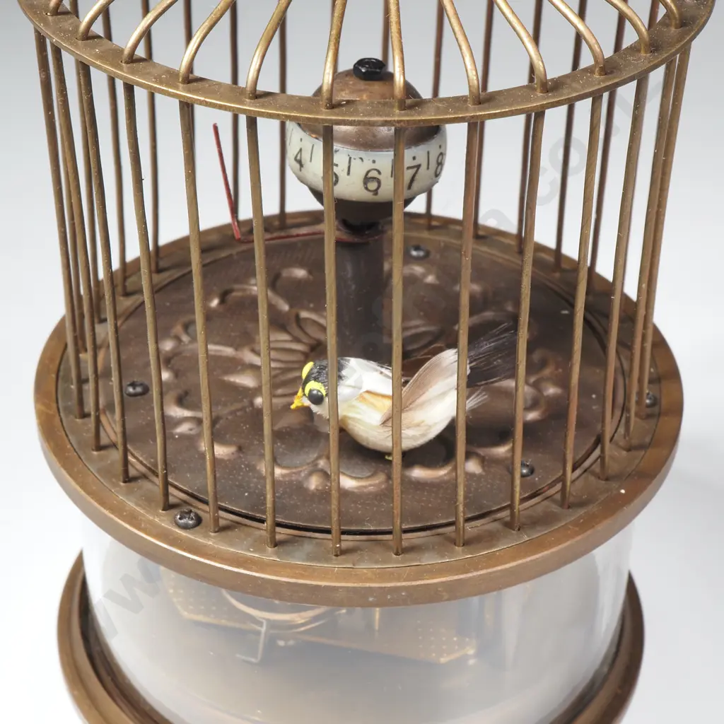 Small French  Brass Bird Cage Automaton Clock Image 1++