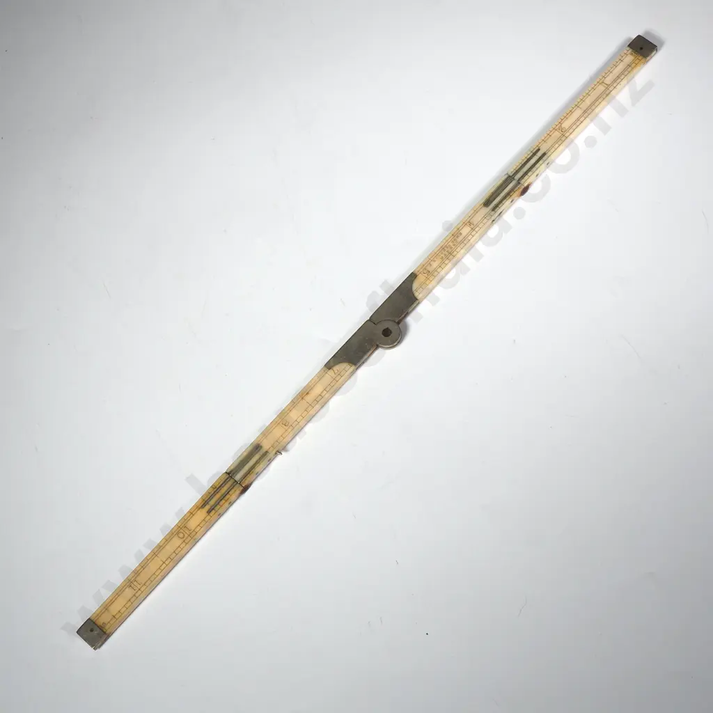 Small Ivory & Brass 12" Folding Ruler by J Rabone & Sons Image 1++