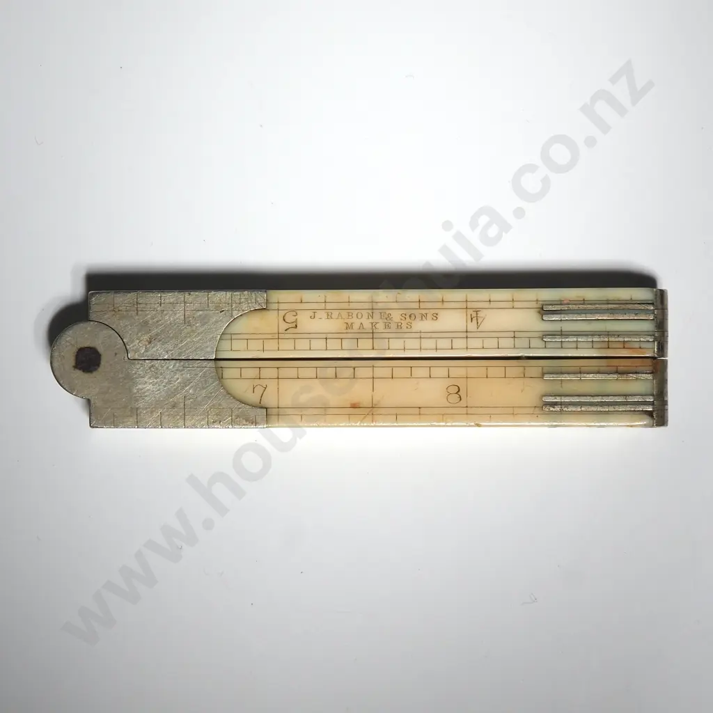 Small Ivory & Brass 12" Folding Ruler by J Rabone & Sons Image 1++