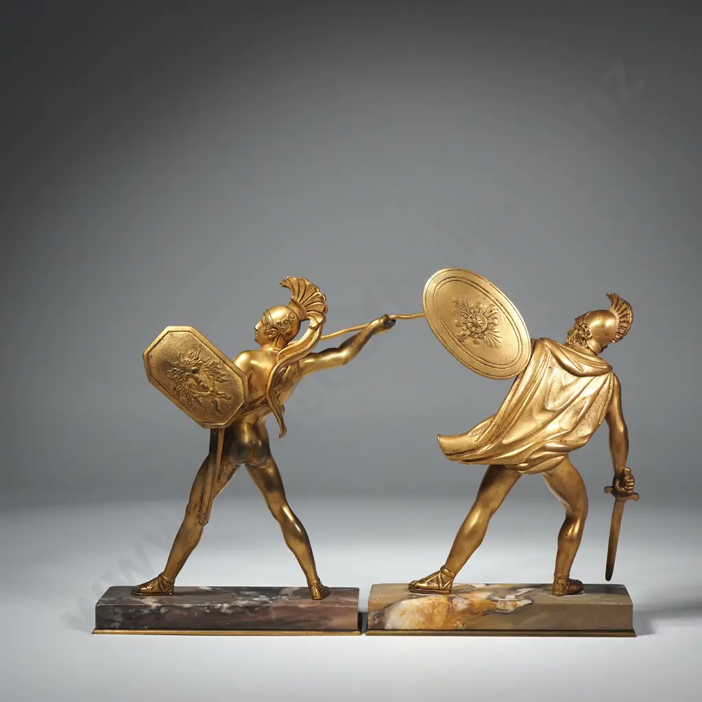 Pair of Antique Gilt Bronze Figures of Titus Tatius & Romulus on Marble Bases, in the Grand Tour Style Image 1++