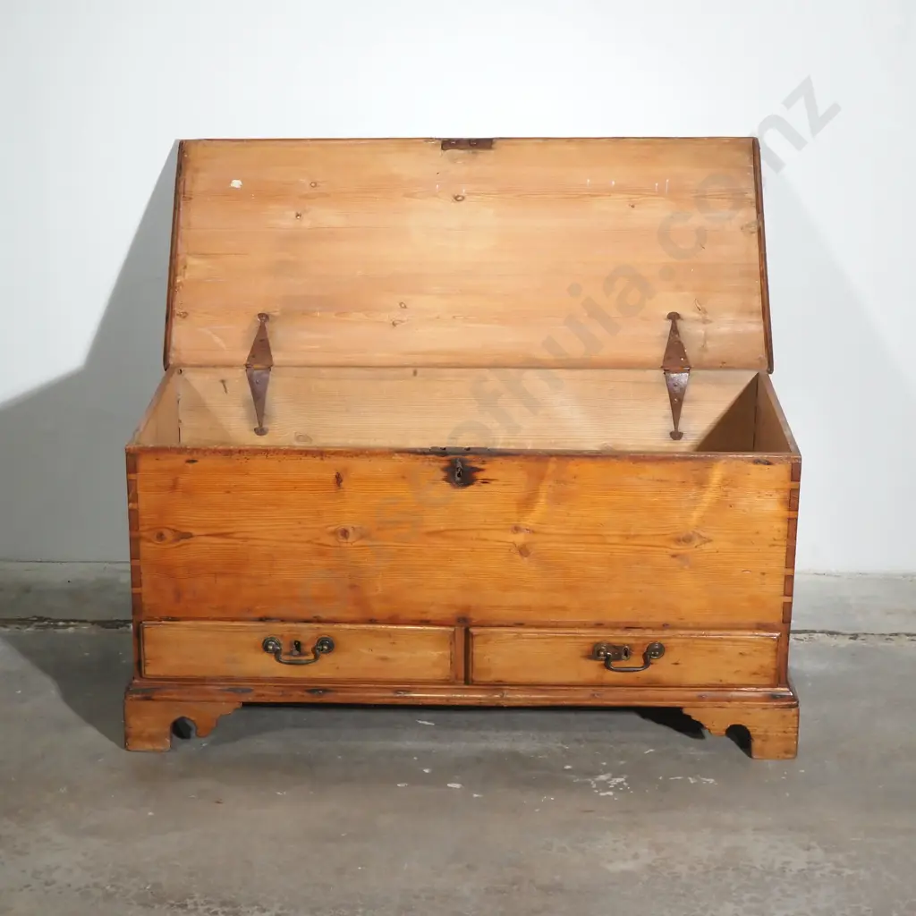 Antique Baltic Pine Mule Chest w Two Drawers Below Image 1++