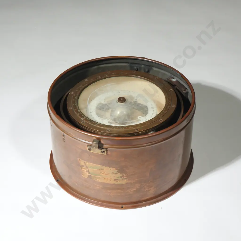 Brass Ship's Binnacle Compass in Copper Surround Image 1++