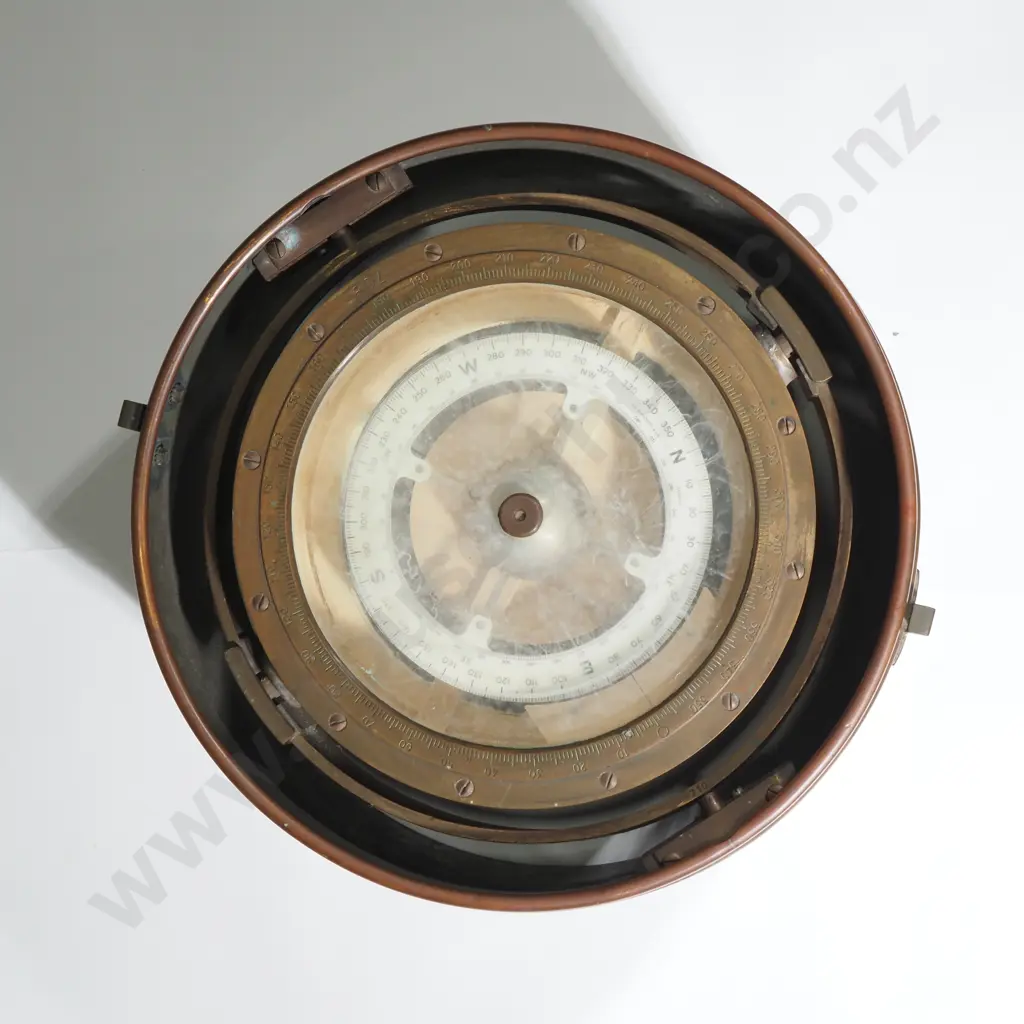 Brass Ship's Binnacle Compass in Copper Surround Image 1++