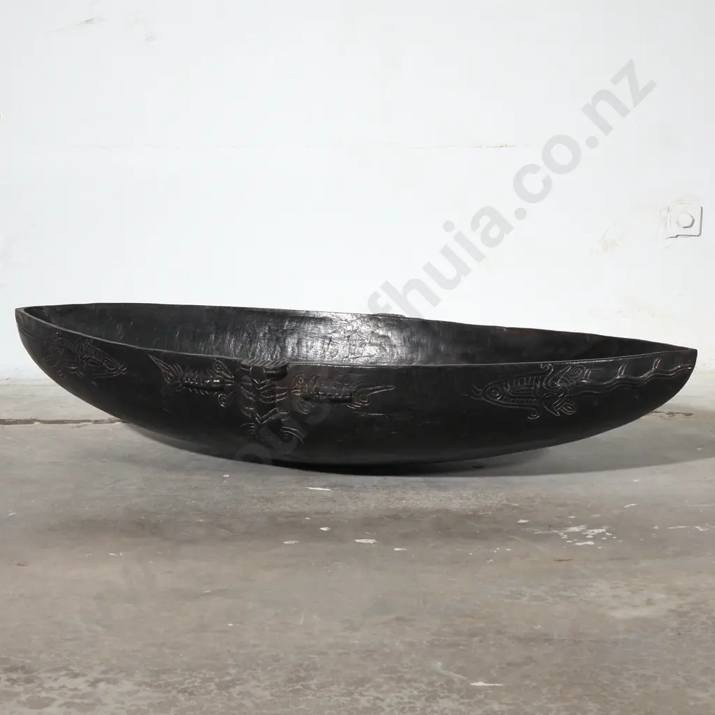 Papua New Guinea (Tami Island) Wooden Hand Carved Ceremonial Bowl Carved from a Single Piece of Wood Image 1++