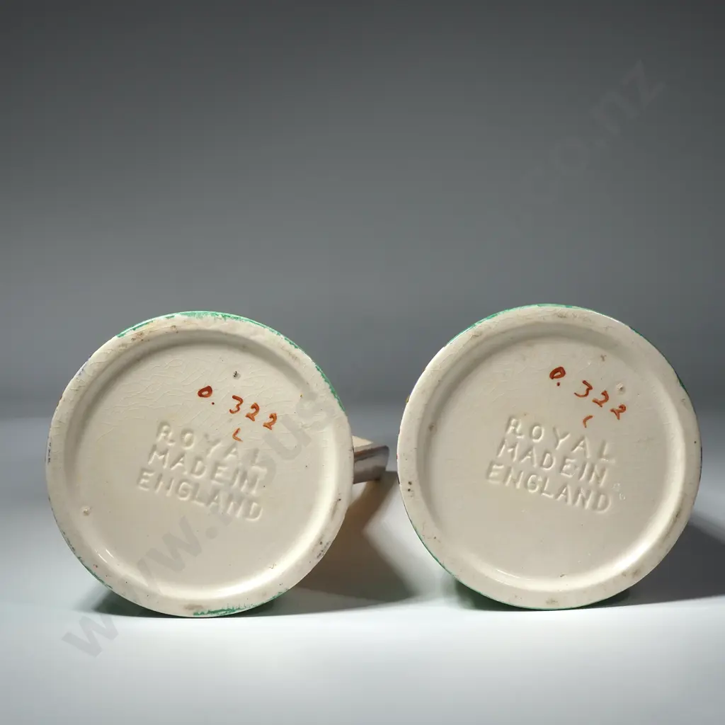 Vintage Pair of English Art Deco Sudlows Pottery tall Ewers - Royal Pattern Image 1++