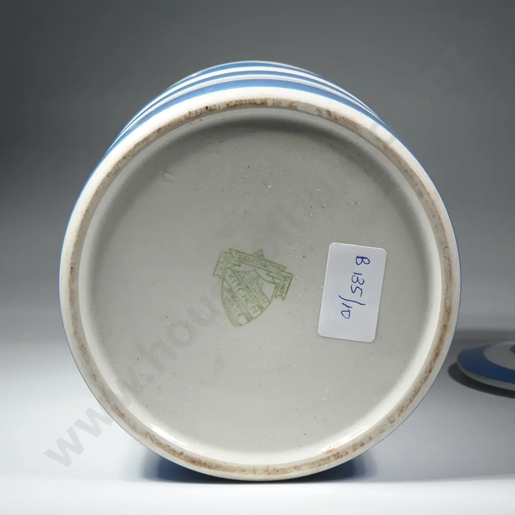 A Vintage T.G. Green  Cornishware Lidded Jar with the Green Shield Mark Image 1++