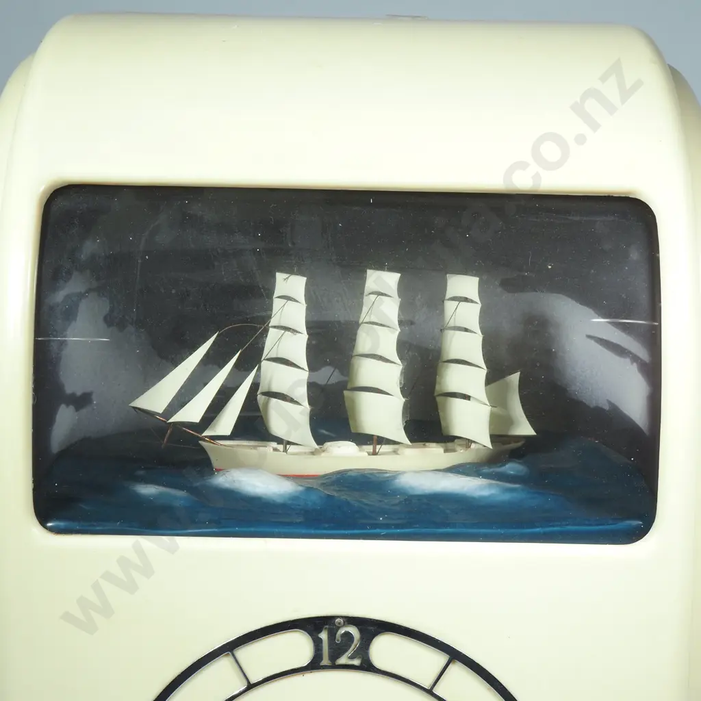 Vintage Vitascope Rocking Ship Diorama Clock Circa 1940 Image 1++