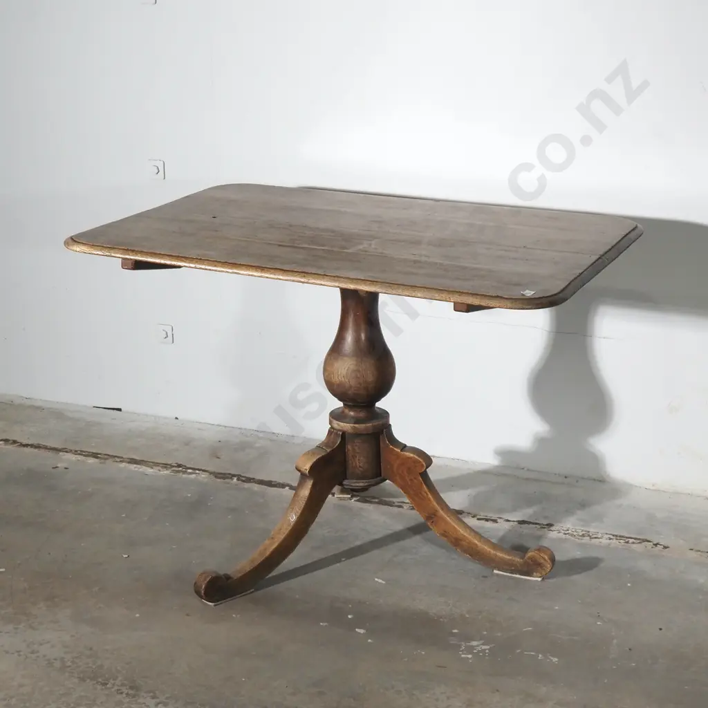 Antique  Oak Rectangular Dining Table on Pedestal Base Image 1++