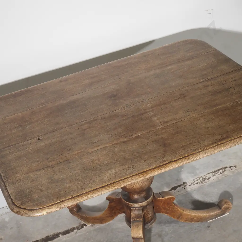 Antique  Oak Rectangular Dining Table on Pedestal Base Image 1++