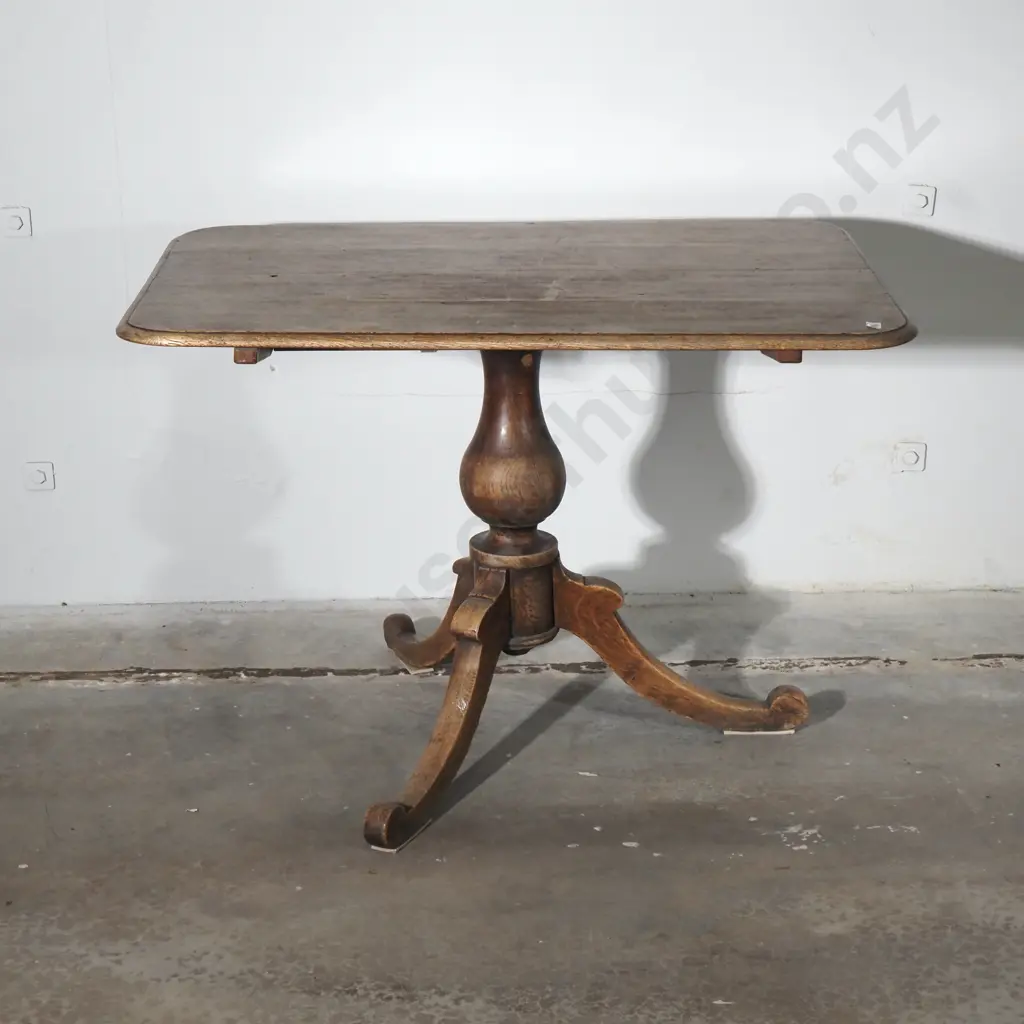 Antique  Oak Rectangular Dining Table on Pedestal Base Image 1++