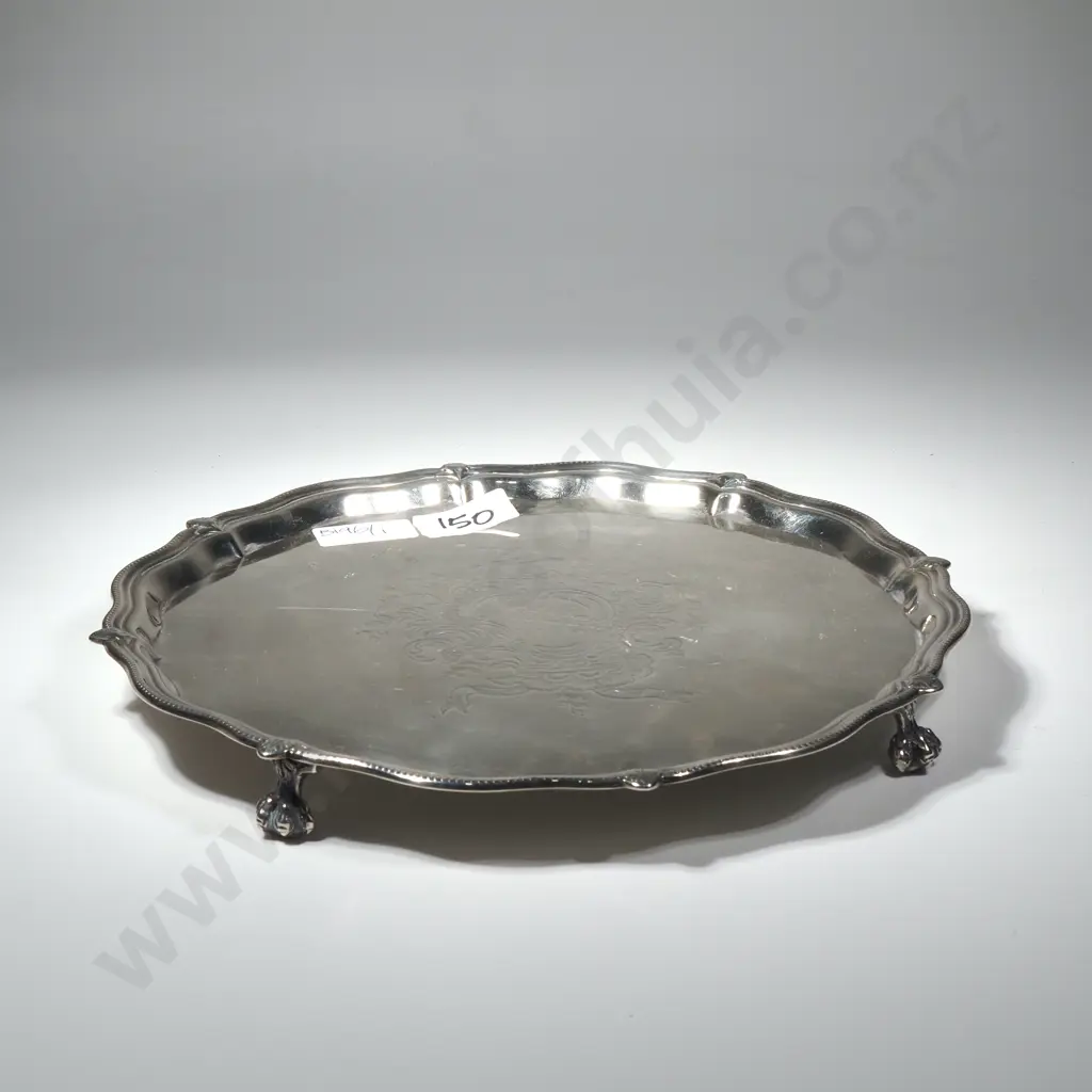 Sterling Silver Four Footed Salver Image 1++