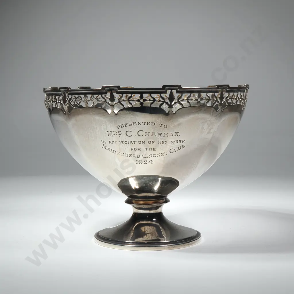 1924 Sterling Silver Bon Bon Dish Prize Presented to Mrs C Charman Image 1++