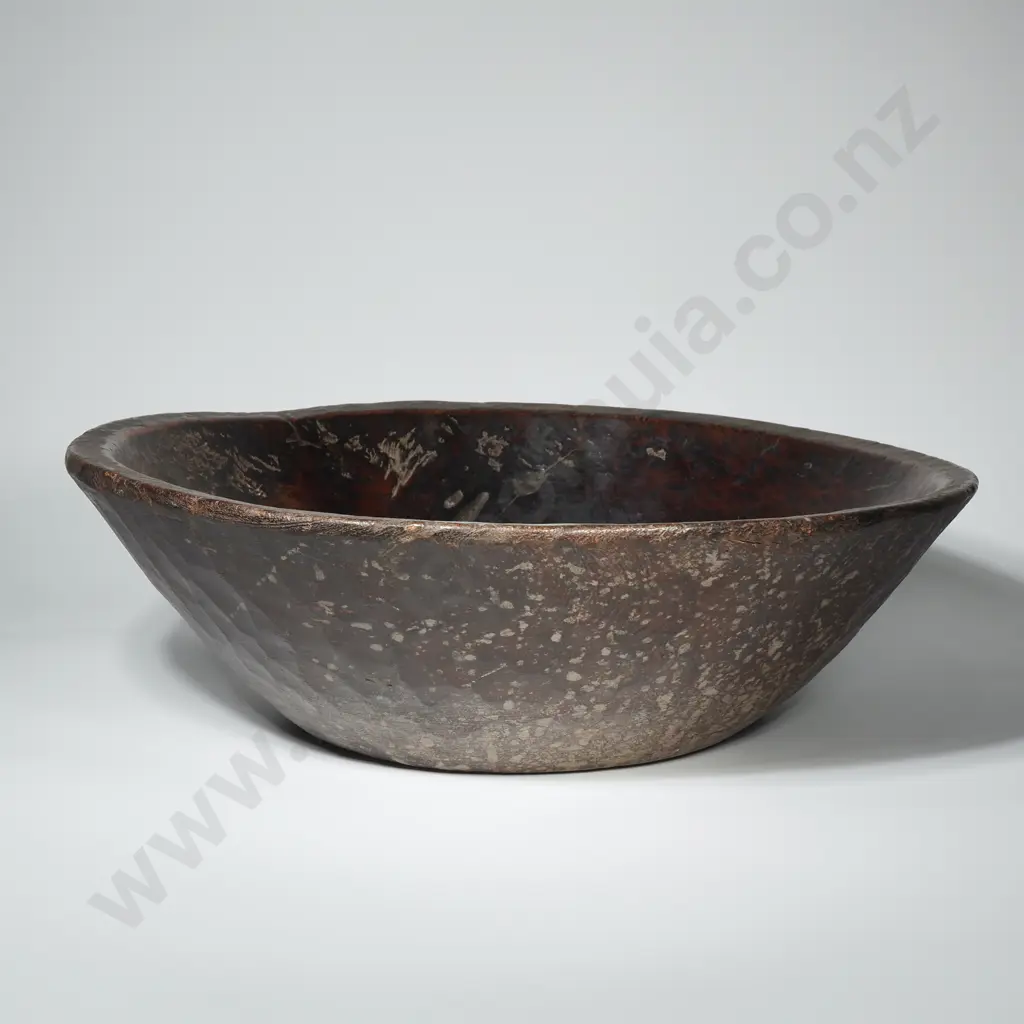 Large Rustic  Wooden Bowl w Adzed Exterior Image 1++