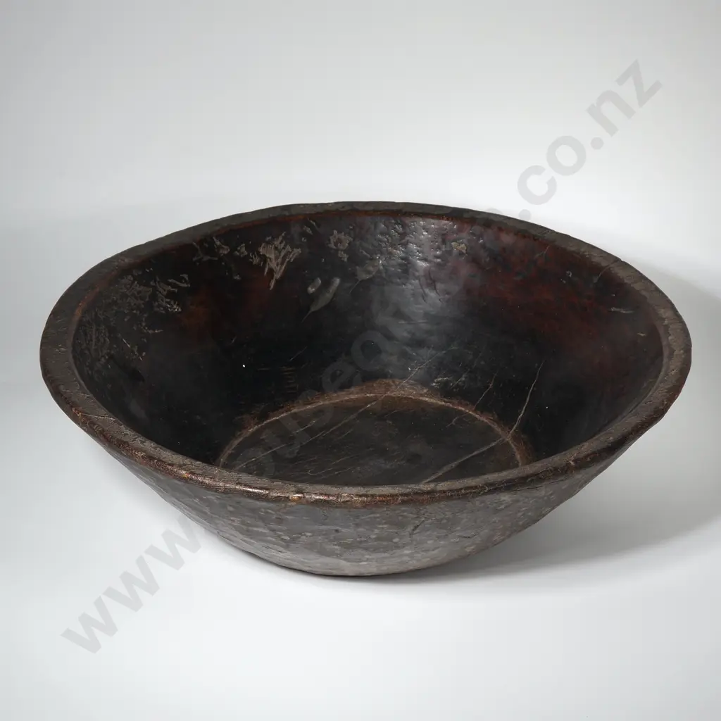 Large Rustic  Wooden Bowl w Adzed Exterior Image 1++