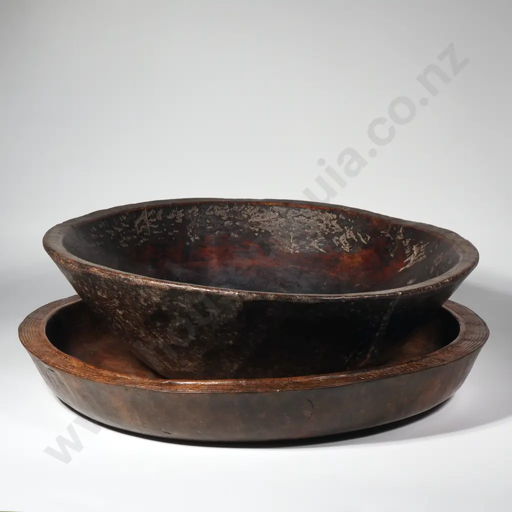 Large Rustic  Wooden Bowl w Adzed Exterior Image 1++