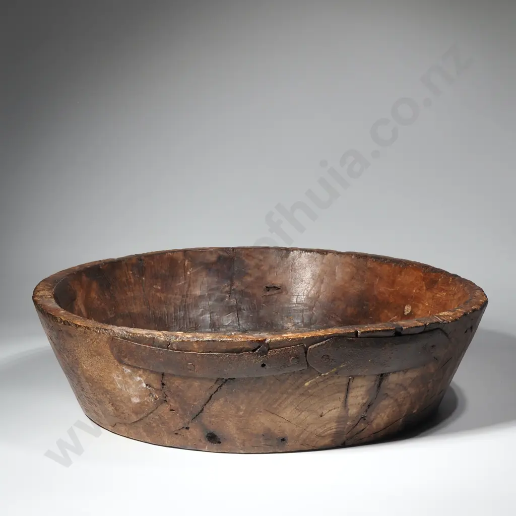 Vintage Wooden Bowl, Possibly an Indian Wooden Parat Bowl for Mixing & Kneading Dough Image 1++