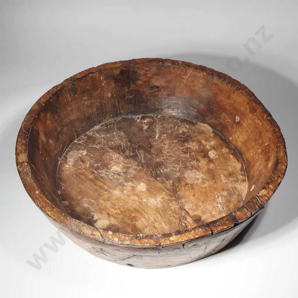 Vintage Wooden Bowl, Possibly an Indian Wooden Parat Bowl for Mixing & Kneading Dough Image 1++