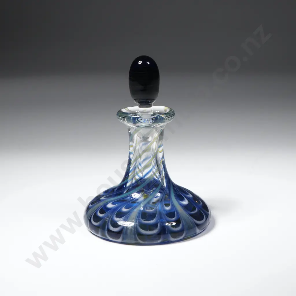 Murano Style Art Glass Studio Perfume Bottle w Feathered Swirl Design Image 1++