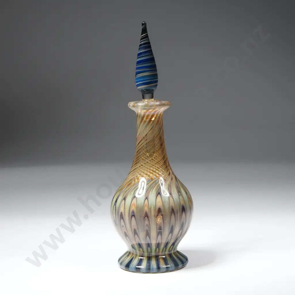 Art Glass Studio Perfume Bottle w Feathered Swirl Design, Possibly Murano Image 1++