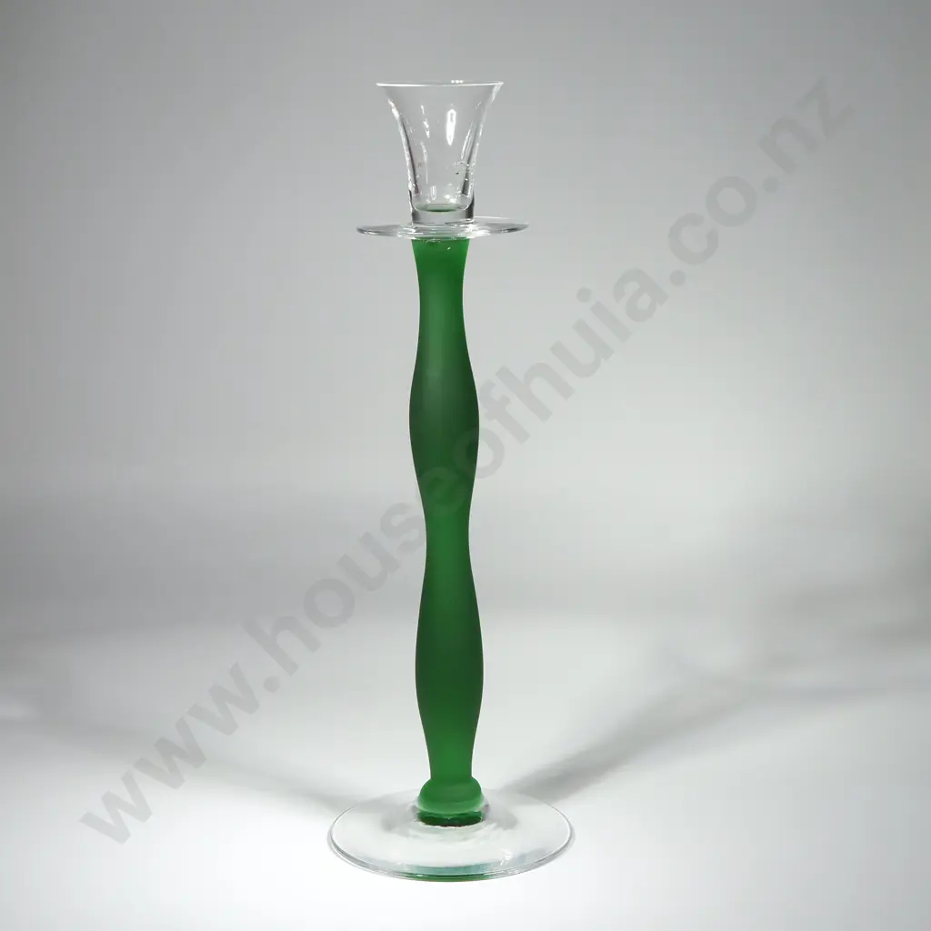 Orrefors Anne Nilsson Celeste Green Glass  Candlestick Image 1++