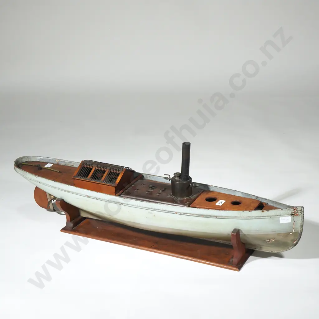Antique Hand Built Coastal Steamer w Copper Boiler & Engine Not Working Image 1++