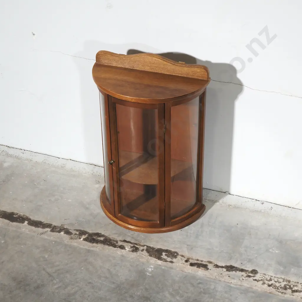 Small Mahogany Demi-Lune Wall Cabinet With Glass Image 1++