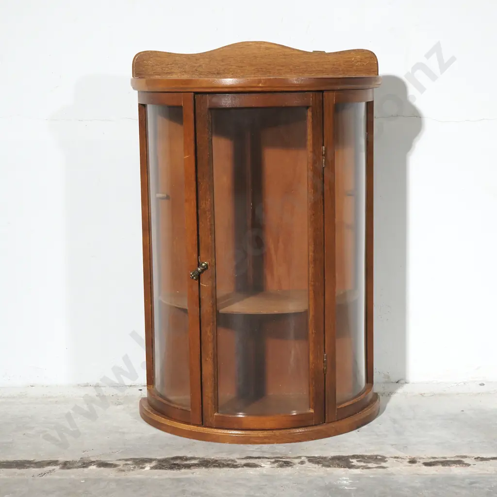 Small Mahogany Demi-Lune Wall Cabinet With Glass Image 1++