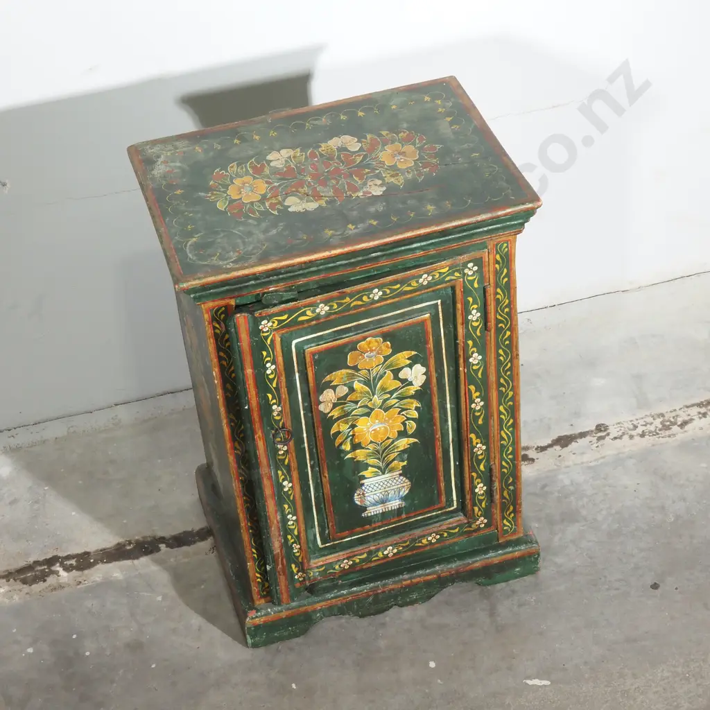 Vintage Folk Art Painted Cabinet, Possibly Rajastani Image 1++