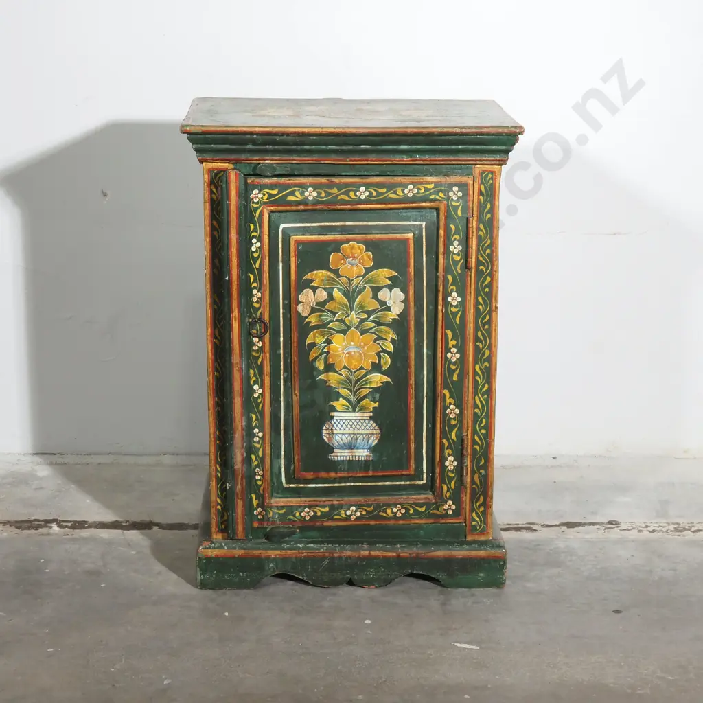 Vintage Folk Art Painted Cabinet, Possibly Rajastani Image 1++