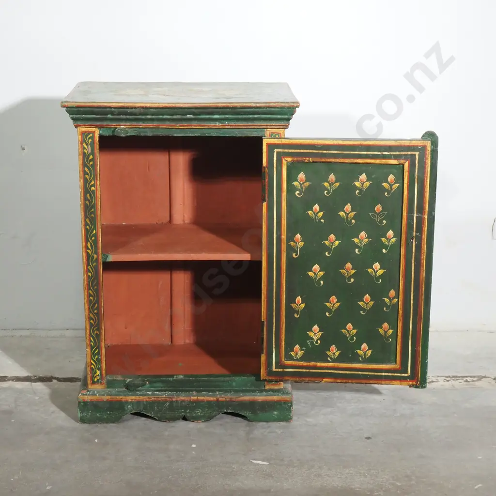 Vintage Folk Art Painted Cabinet, Possibly Rajastani Image 1++
