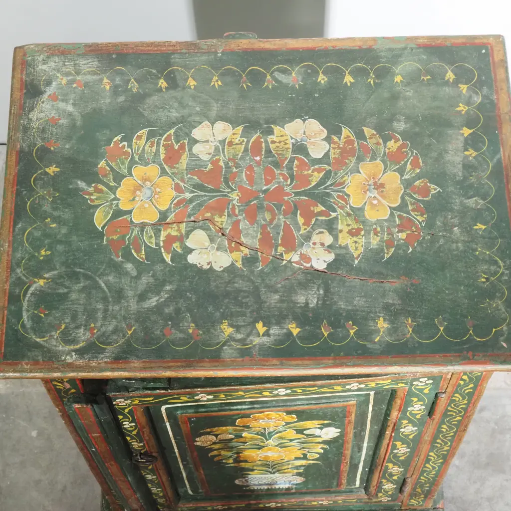 Vintage Folk Art Painted Cabinet, Possibly Rajastani Image 1++